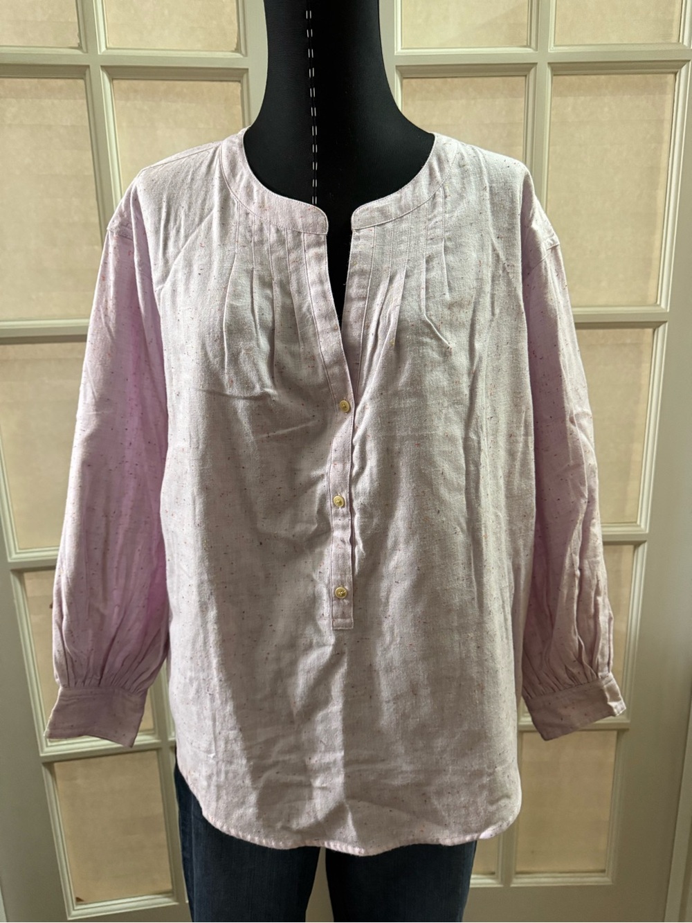 J. Crew Light Lavender Speckled Henley Blouse